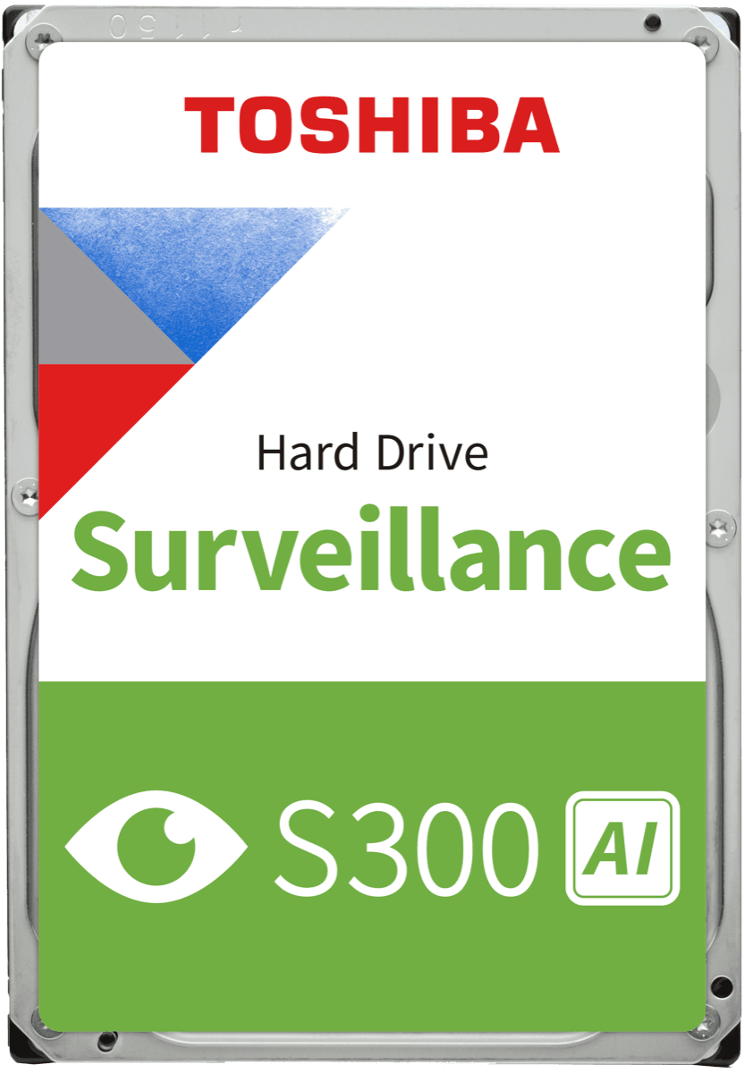 Toshiba S300 AI surveillance hard drive built for AI camera workloads.