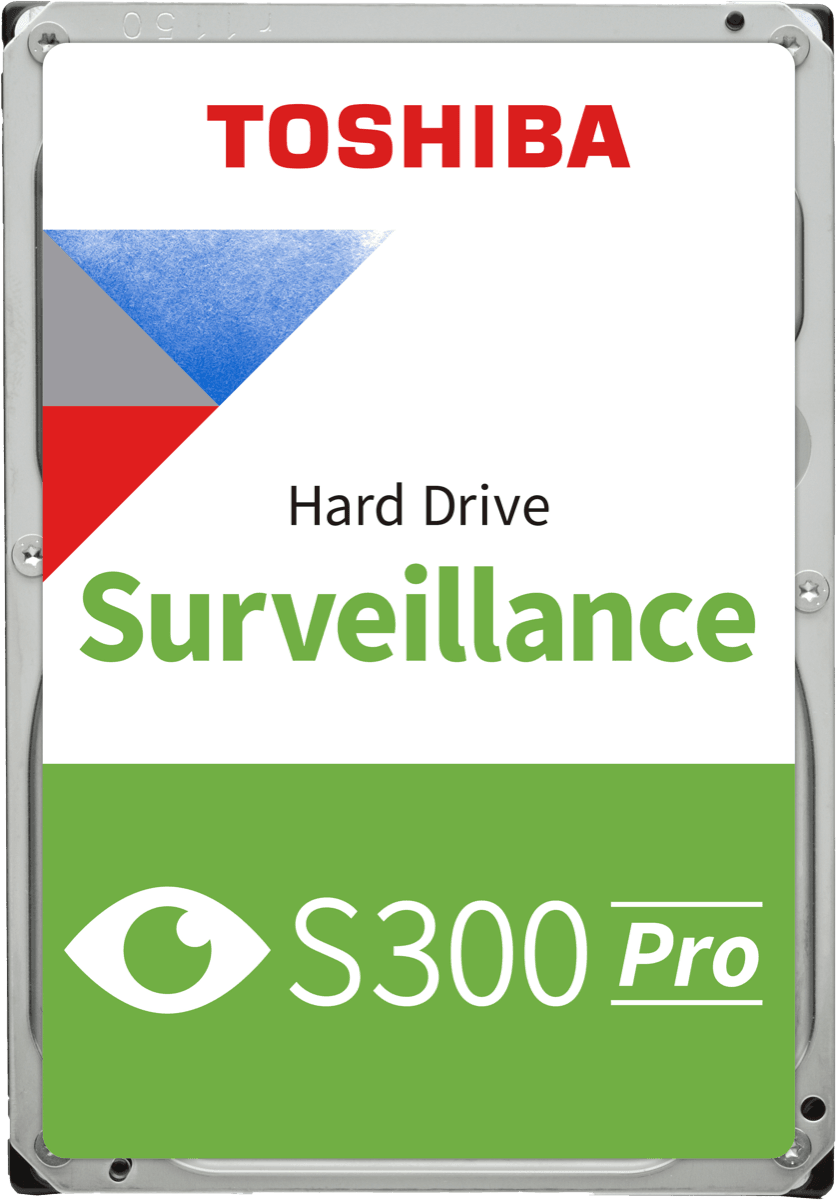 Toshiba S300 Pro surveillance hard drive with extended workload rating.