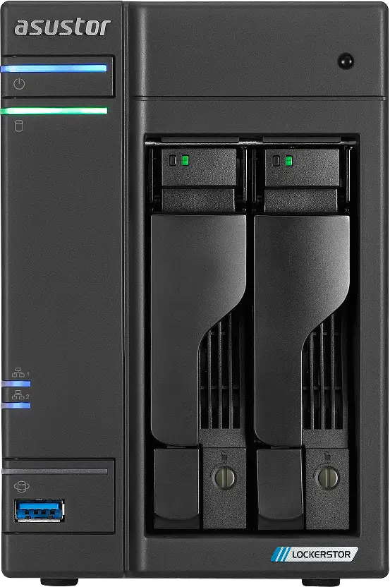 Asustor Lockerstor Gen2 AS6702T 2-bay NAS, front view, supplied by IT World Trading, Bur Dubai, Dubai.