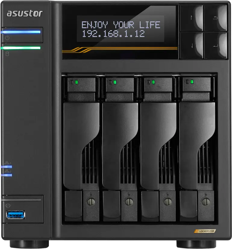 Asustor Lockerstor 4 Gen3 AS6804T 4-bay NAS, front view, supplied by IT World Trading, Bur Dubai, Dubai.