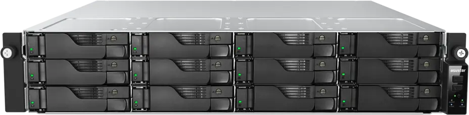Asustor Lockerstor 12R Pro Gen2 AS7212RDX 12-bay 2U rackmount NAS, front view, supplied by IT World Trading, Bur Dubai, Dubai.