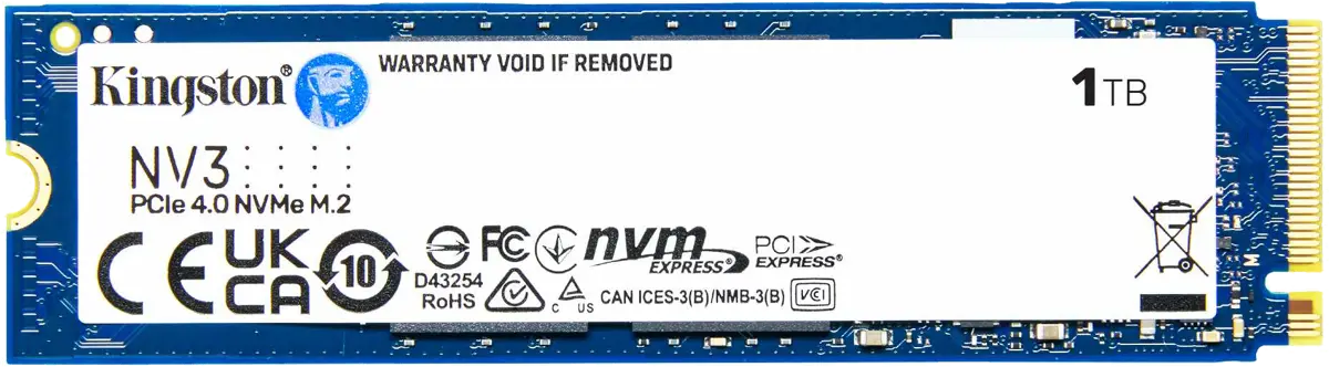 Kingston NV3 1TB M.2 2280 PCIe 4.0 NVMe SSD, part number SNV3S/1000G