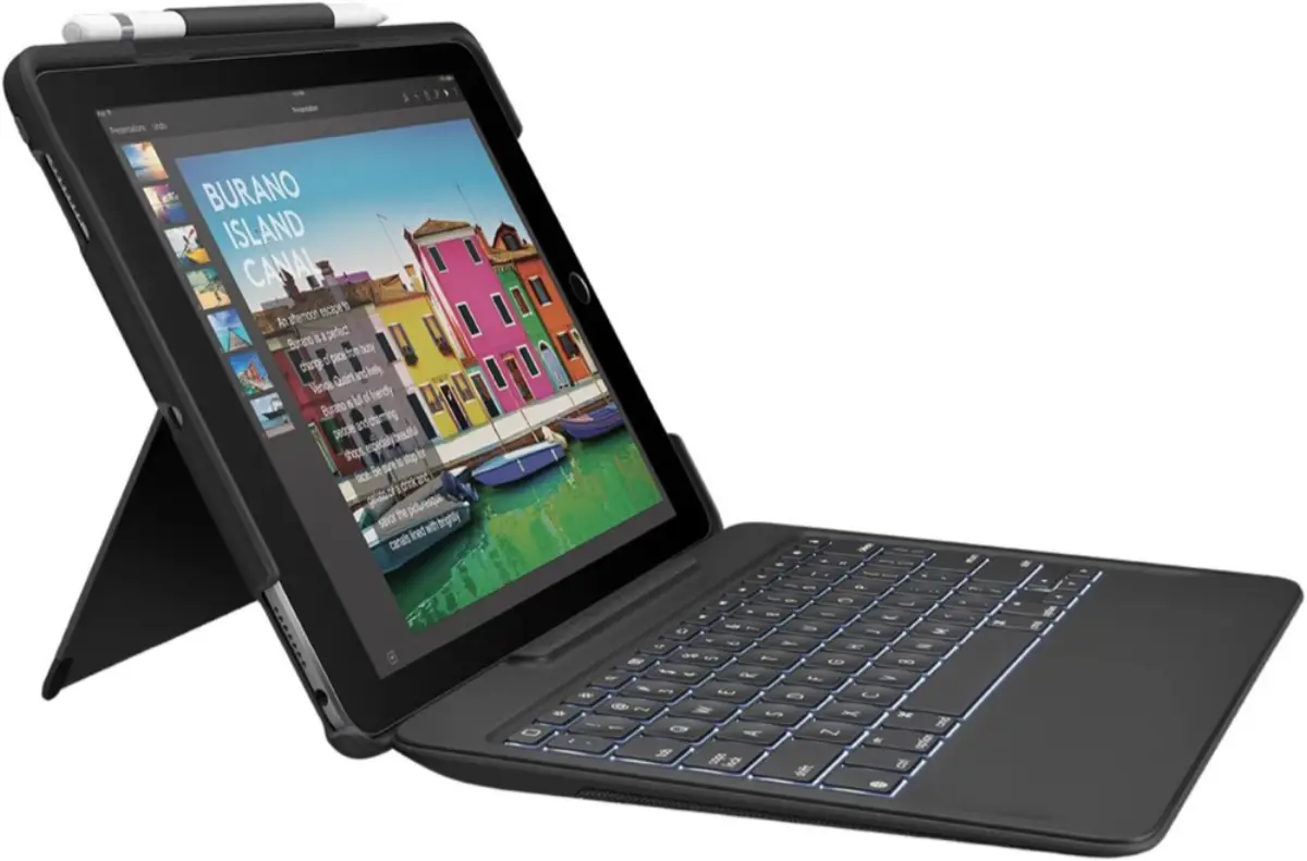 Logitech Slim Combo ipad keyboard — genuine stock at IT World Trading, Bur Dubai, Dubai.