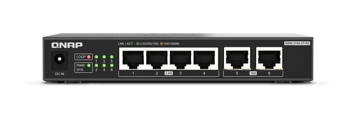 QNAP QSW-2104-2T-R2 6-Port 2.5G / 10G Unmanaged Netwo