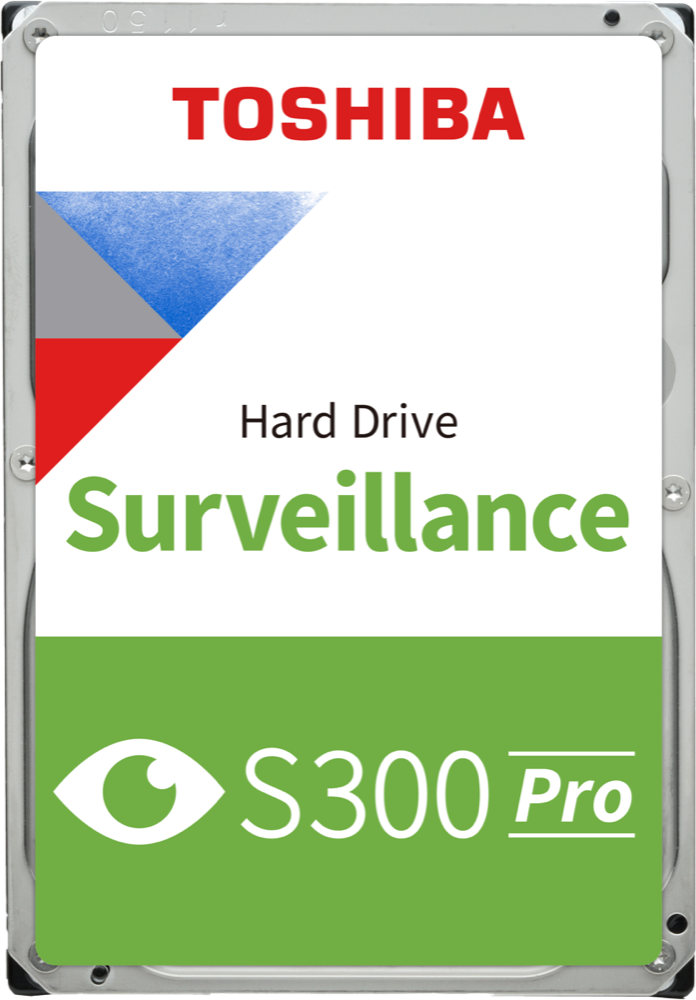 Toshiba S300 Pro surveillance hard drive with extended workload rating.
